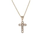 Collana Croce e Zirconi in Oro 18kt