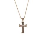 Collana Croce pavè intermedia in Oro 18kt