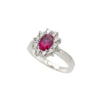 Anello in argento 925 con pietra colorata e zirconi