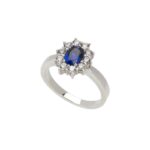 Anello in argento 925 con pietra colorata e zirconi