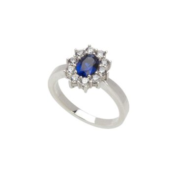 Anello in argento 925 con pietra colorata e zirconi