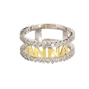 Anello in argento 925 con nome e zirconi fascia stretta
