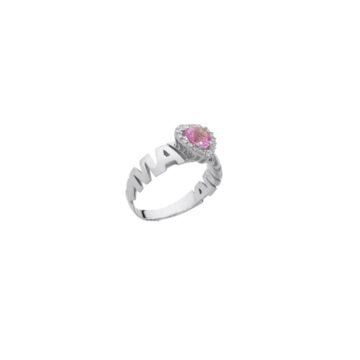 Anello Mamma con Cuore e Zirconi in Argento 925 linea Le Dediche