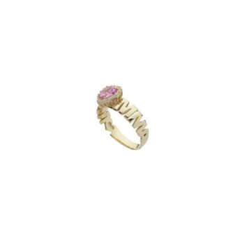 Anello Mamma con Cuore e Zirconi in Oro 18kt linea Le Dediche