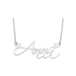 Collana in argento 925 nome personalizzato corsivo e cuoricini