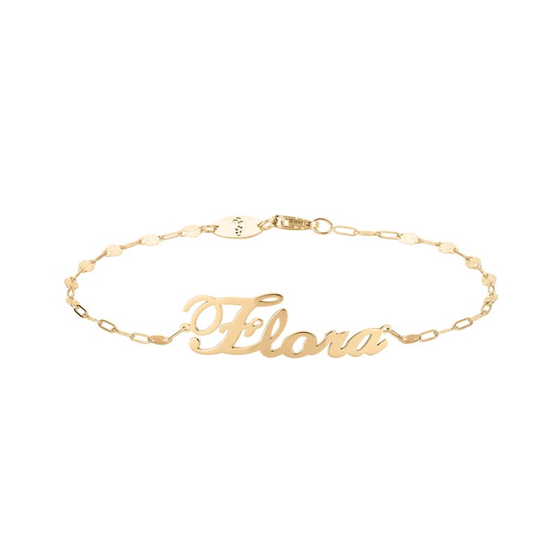 Bracciale in Oro 18kt con nome personalizzato in corsivo