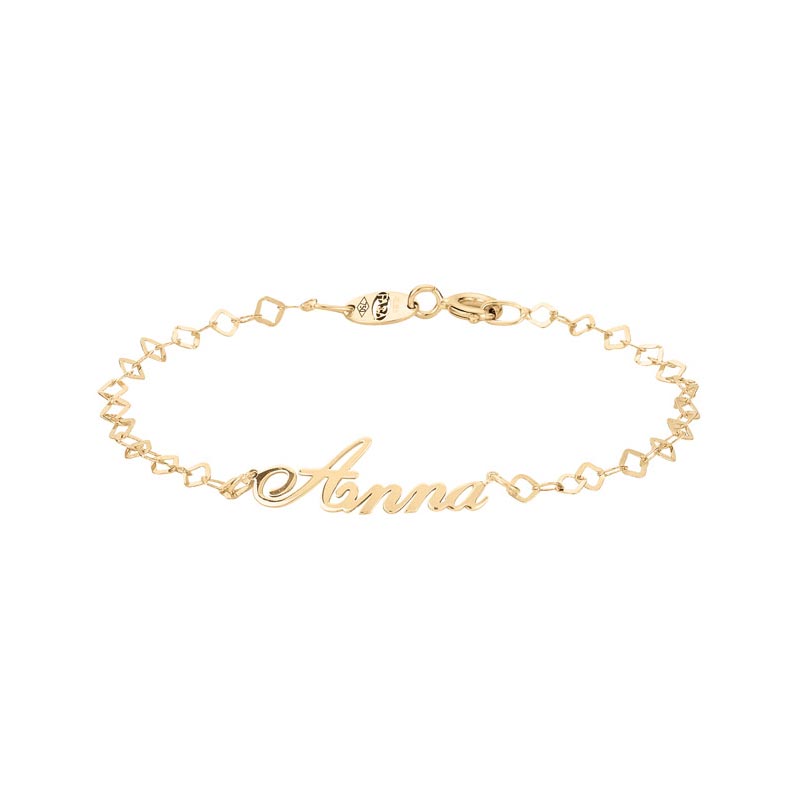 Bracciale baby Oro 18kt con nome personalizzato corsivo