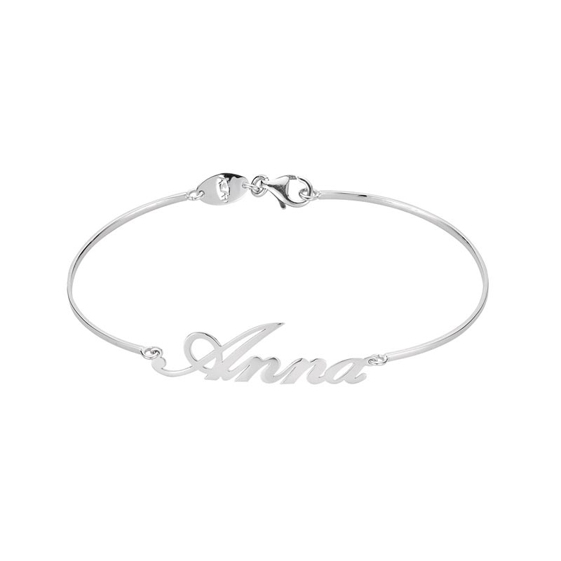 Bracciale rigido Oro 18kt con nome personalizzato in corsivo