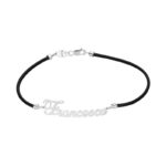 Bracciale laccio nero in Oro 18kt con nome personalizzato