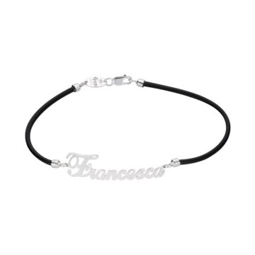 Bracciale laccio nero in Oro 18kt con nome personalizzato