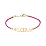 Bracciale laccio rosa in Oro 18kt con nome personalizzato