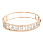 Bracciale in Argento 925 con Nome Personalizzato Zirconi e Cuori