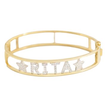 Bracciale in Argento 925 con Nome Personalizzato Zirconi e Stelle