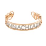 Bracciale Personalizzato Argento 925 Aperto con Zirconi Cuori e Nome