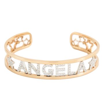 Bracciale in Argento Aperto Personalizzzato Nome Zirconi Stelline