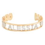 Bracciale Personalizzabile in Argento 925 Aperto Nome Cuori Zirconi Amore