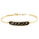 Bracciale Personalizzabile con Targhetta Nera Nome Inciso in Argento 925