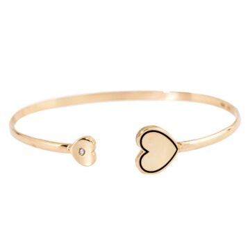 Bracciale in Argento 925 Semi Aperto con Cuori e Zircone