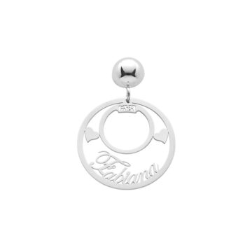 Orecchini in argento 925 con nome e cuori laterali 40mm