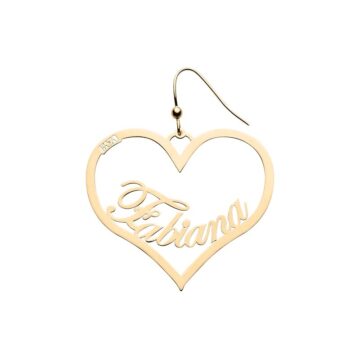 Orecchini forma cuore in argento 925 con nome personalizzato 40 mm