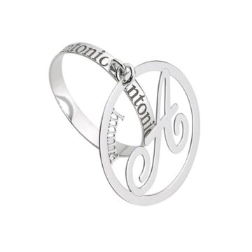 Anello in argento 925 con nomi e lettera personalizzati