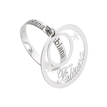 Anello stelle in Argento 925 con nome e pendente cerchio