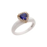 Anello Cuore in Ceramica fascia stretta in Oro 18kt