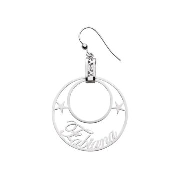 Orecchini forma rotonda Oro 18kt personalizzabili con nome e stelle laterali