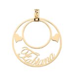Pendente in Oro 18kt con nome personalizzato e cuori laterali