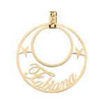 Pendente in Oro 18kt con nome personalizzabile e stelle 40mm