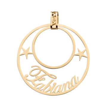 Pendente in Oro 18kt con nome personalizzabile e stelle 40mm