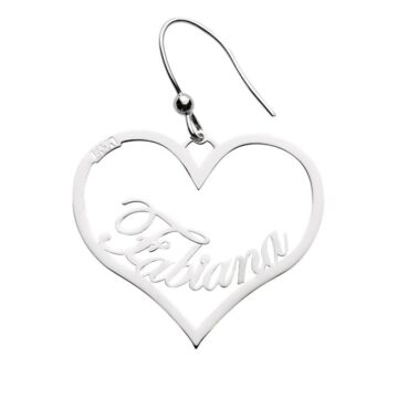 Orecchini in Oro 18kt con nome personalizzabile forma cuore 30mm