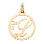 Pendente in Oro 18kt con nome e lettera personalizzabile forma rotonda 40mm