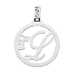 Pendente in Oro 18kt con nome e lettera personalizzabile forma rotonda 30mm