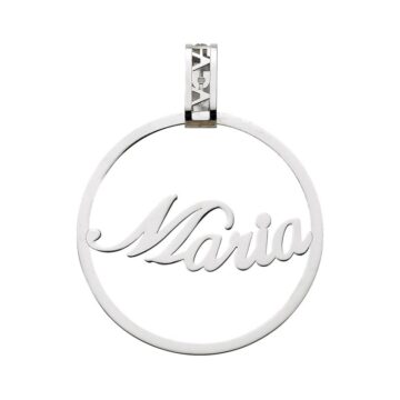 Pendente in Oro 18kt con nome personalizzabile forma rotonda 30mm