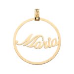 Pendente 40mm forma rotonda in Oro 18kt con nome