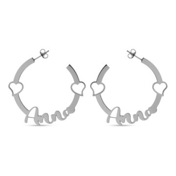 Orecchini Cuori e Nome in Argento 925