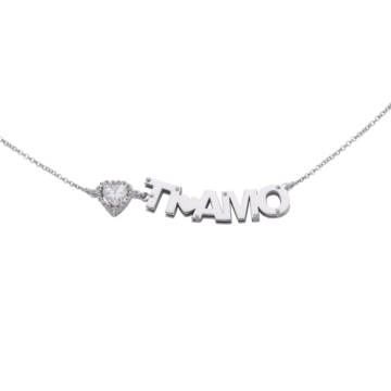 Collana Ti Amo con pietra in Argento 925 linea Le Dediche
