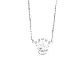 Collana Corona e Zirconi in Argento 925 nome inciso