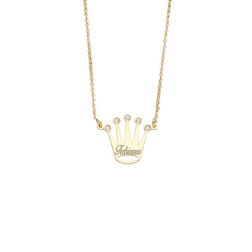 Collana Corona e Zirconi in Argento 925 nome inciso