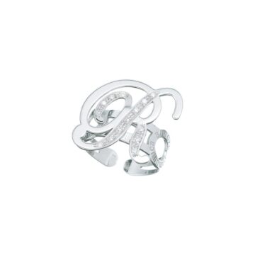 Anello con lettera e zirconi in argento 925