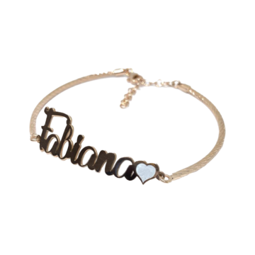 Bracciale con Nome e Cuore smaltato in Argento 925