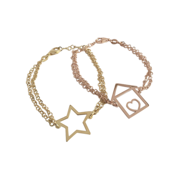 Bracciale Stella o Casa con Cuore in Argento 925