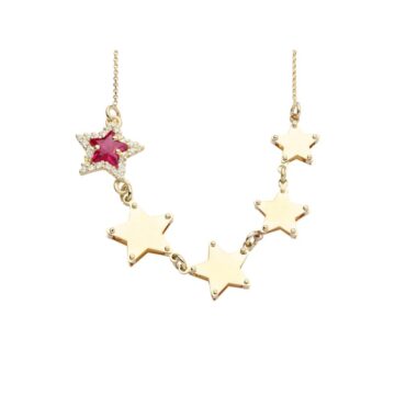 Collana Stella e pietra colorata in Oro 18kt