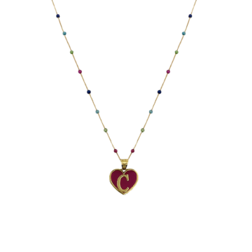 Collana con Swarovski Cuore e lettera in Oro 18kt
