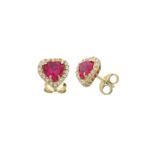 Coppia di orecchini Cuore Argento 925 con Pave Zirconi e Pietra