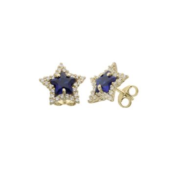 Coppia di orecchini Stella in Oro 18kt con Pave di Zirconi e Pietra