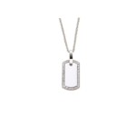 Collana con targhetta incisa e Zirconi in Argento 925
