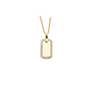 Collana con targhetta incisa e Zirconi in Argento 925