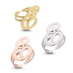 Anello aperto con lettera personalizzata in argento 925